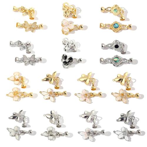 Brass Jewelry Clasps, plated, Different Shape for Choice & DIY & micro pave cubic zirconia & enamel, more colors for choice, nickel, lead & cadmium free, 2PCs/Bag, Sold By Bag