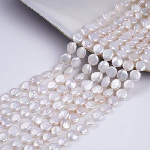 Cultured Button Freshwater Pearl Beads, Coin, DIY, white, about:9-10mm, Sold Per Approx 38 cm Strand