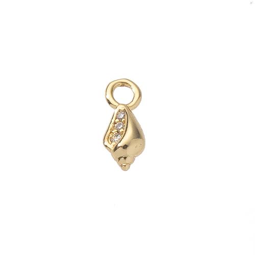 Cubic Zirconia Micro Pave Brass Pendant, Conch, gold color plated, DIY & micro pave cubic zirconia, nickel, lead & cadmium free, 4x3x11mm, Sold By PC