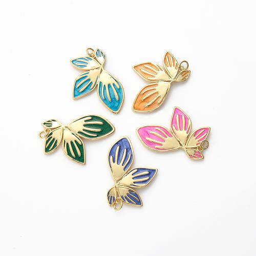 Brass Jewelry Pendants, Leaf, gold color plated, DIY & enamel, more colors for choice, nickel, lead & cadmium free, 23x2x36mm, Sold By PC