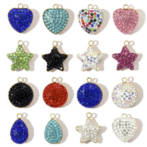 Stainless Steel Pendants, 304 Stainless Steel, Vacuum Ion Plating, Different Shape for Choice & DIY & with rhinestone, more colors for choice, 10PCs/Bag, Sold By Bag