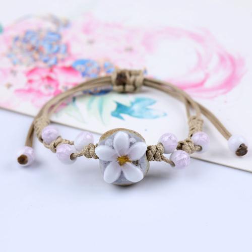 porcelaine bracelet, avec corde de cire & alliage de zinc, fait à la main, unisexe & styles différents pour le choix, Longueur:Environ 6-10 pouce, Vendu par PC