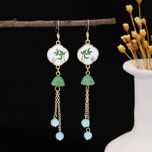 alliage de zinc Boucle d'oreille goutte, avec résine, Placage, Vintage & styles différents pour le choix & pour femme, earring length 40-100mm, Vendu par paire