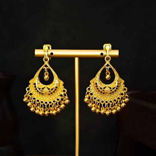 alliage de zinc Boucle d'oreille goutte, Placage de couleur d'or, style folk & styles différents pour le choix & pour femme, earring length 45-70mm, Vendu par paire