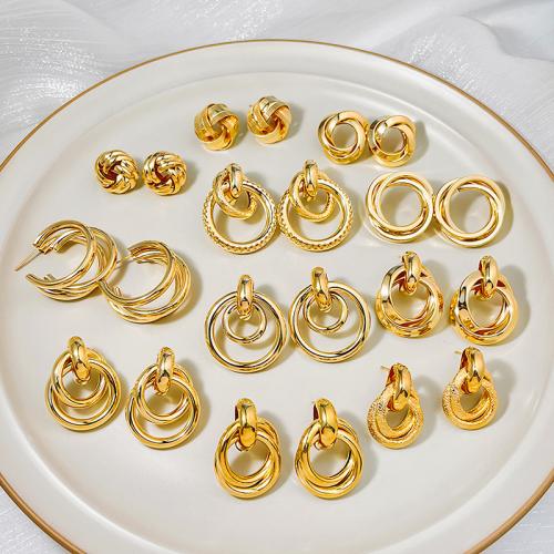 fer Boucle d'oreille goutte, Placage de couleur d'or, styles différents pour le choix & pour femme, earring length 20-40mm, Vendu par paire