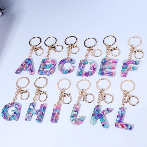 Schlüsselanhänger, Harz, mit Zinklegierung, Alphabet-Buchstabe, unisex & verschiedene Stile für Wahl, 115x35mm, verkauft von PC