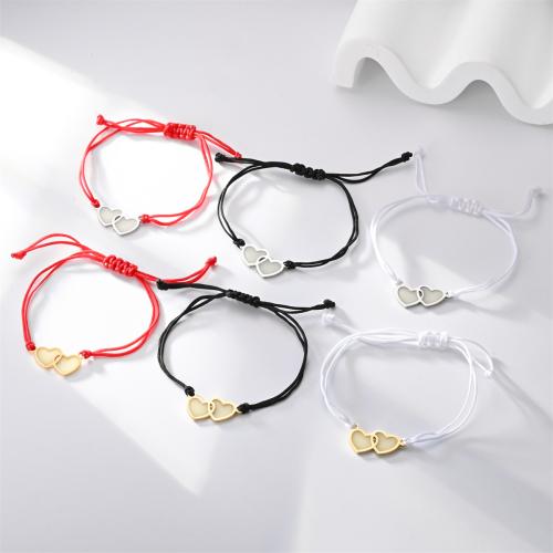 Acier inoxydable 304 bracelet, avec cordon de polyester, coeur, unisexe & lumineux, Couleur aléatoire, Longueur:Environ 6-10 pouce, Vendu par PC