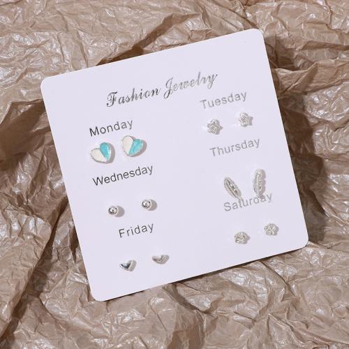 Tibetan Style Stud Earring Set, with Plastic Pearl, plated, different styles for choice & for woman & with rhinestone, earring length 3-20mm, Sold By Set