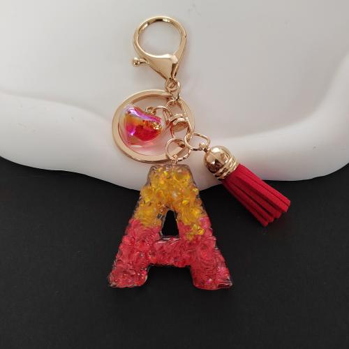Bag Purse Charms Keyrings Keychains, Resin, with Tibetan Style, Alphabet Letter, Unisex & different styles for choice, 100x35mm, Sold By PC