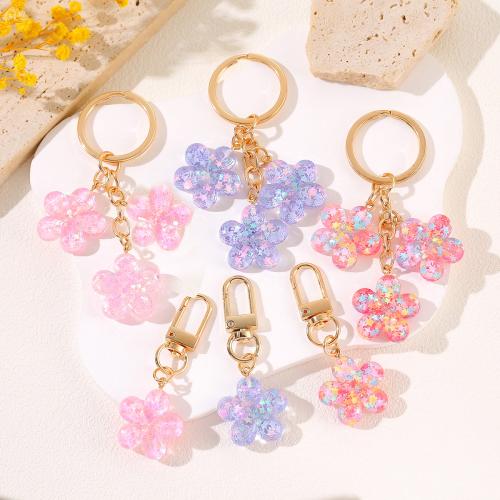 Bag Purse Charms Keyrings Keychains, Resin, with Tibetan Style, Flower, epoxy gel, Unisex & different styles for choice, key clasp length 60-80mm, Sold By PC
