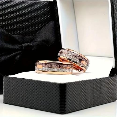 Stainless Steel Finger Ring, 201 Stainless Steel, plated, different size for choice & for man & epoxy gel, rose gold color, Sold By PC