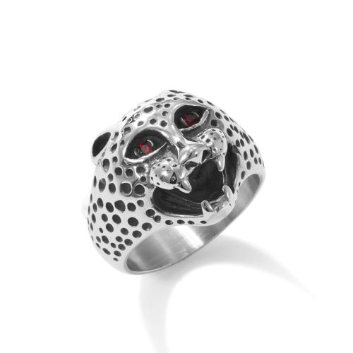 Stainless Steel Finger Ring, 304 Stainless Steel, Leopard, polished, fashion jewelry & different size for choice & for man, original color, Sold By PC