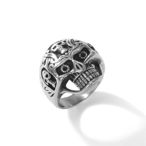 Edelstahl Ringe, 304 Edelstahl, Schädel, poliert, verschiedene Größen vorhanden & für den Menschen & hohl, originale Farbe, verkauft von PC