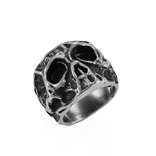 Stainless Steel Finger Ring, 304 Stainless Steel, Skull, polished, fashion jewelry & different size for choice & for man, original color, Sold By PC