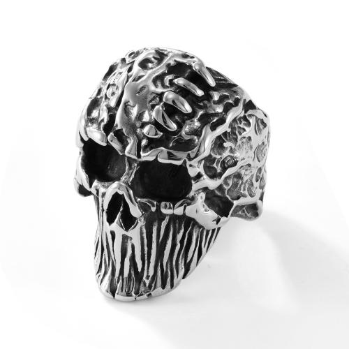 Edelstahl Ringe, 304 Edelstahl, Schädel, poliert, Modeschmuck & verschiedene Größen vorhanden & für den Menschen, originale Farbe, verkauft von PC