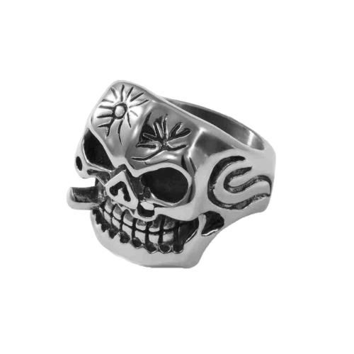 Stainless Steel Finger Ring, 304 Stainless Steel, Skull, polished, fashion jewelry & different size for choice & for man, original color, Sold By PC