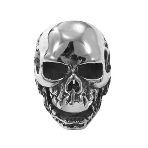 Anillo de dedo de acero inoxidable, acero inoxidable 304, Calavera, pulido, unisexo & diverso tamaño para la opción & hueco, color original, Vendido por UD