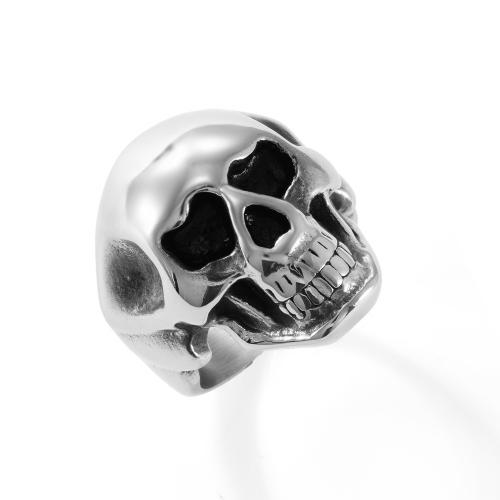 Stainless Steel Finger Ring, 304 Stainless Steel, Skull, polished, fashion jewelry & different size for choice & for man, original color, Sold By PC