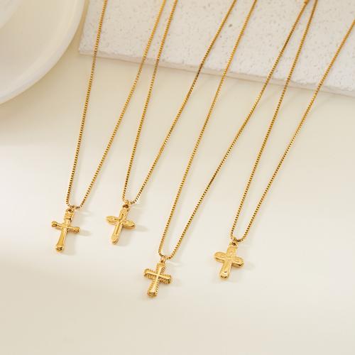Stainless Steel Jewelry Necklace, 304 Stainless Steel, Cross, gold color plated, different styles for choice & for woman, more colors for choice, Sold By PC
