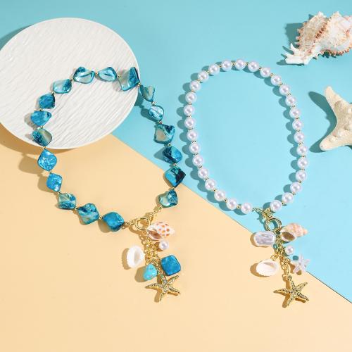 Collar de Aleación de Zinc, con Perlas plásticas, chapado, Joyería & diferentes estilos para la opción & para mujer, Vendido por UD