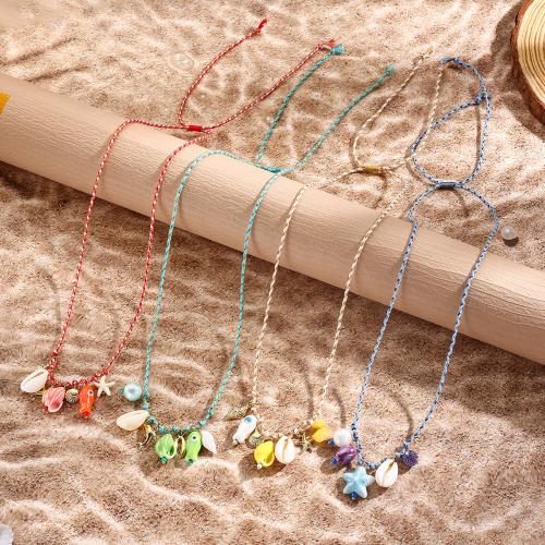 Collares de Moda, Porcelana, con Hilo de algodón & Nácar & aleación de zinc, hecho a mano, Joyería & diferentes estilos para la opción & para mujer, Vendido por UD