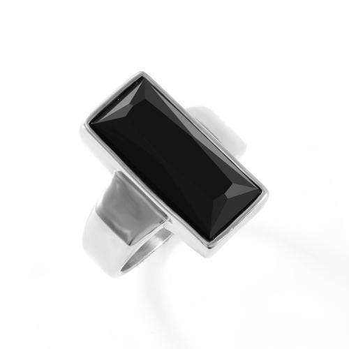 Stainless Steel Finger Ring, 304 Stainless Steel, with Crystal, polished, fashion jewelry & different size for choice & for man, original color, Sold By PC