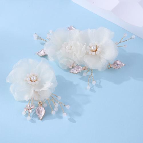 Bridal Hair Pins, Tibetan Style, with brass wire & Cloth & Crystal & Plastic Pearl, handmade, fashion jewelry & for woman, Sold By Pair