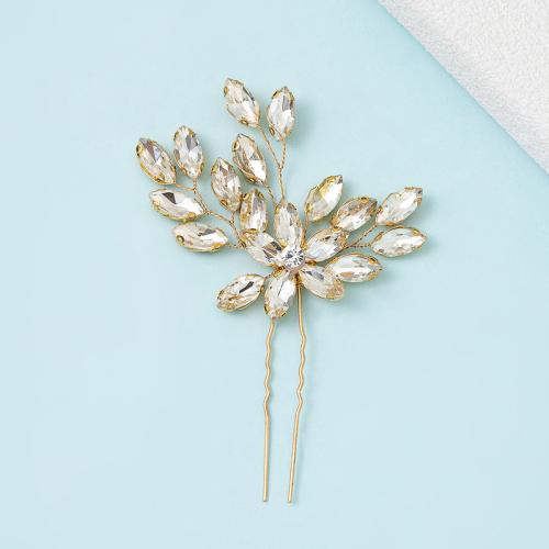 Bridal Hair Pins, Tibetan Style, with brass wire & Crystal, handmade, fashion jewelry & for woman, golden, 120x80mm, Sold By PC