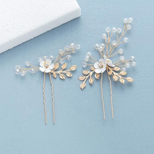 Bridal Hair Pins, Tibetan Style, with brass wire & Crystal, handmade, 2 pieces & for woman & with rhinestone, more colors for choice, 120x100mm, Sold By Set