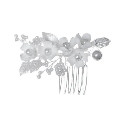 Décoratif Peigne nuptiale de cheveux, alliage de zinc, avec fil en laiton & argile de polymère & perle de plastique, fait à la main, bijoux de mode & pour femme, plus de couleurs à choisir, Vendu par PC