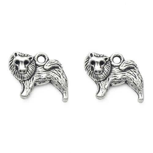 Zink-Aluminium-Anhänger, Zinklegierung, Löwe, silberfarben plattiert, DIY, Silberfarbe, 17.60x3.50x14.30mm, verkauft von Tasche