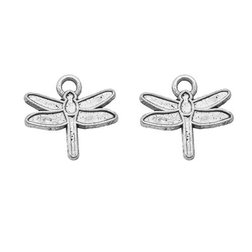 Zink-Aluminium-Anhänger, Zinklegierung, Libelle, silberfarben plattiert, DIY, Silberfarbe, 20x1.70x19mm, verkauft von Tasche