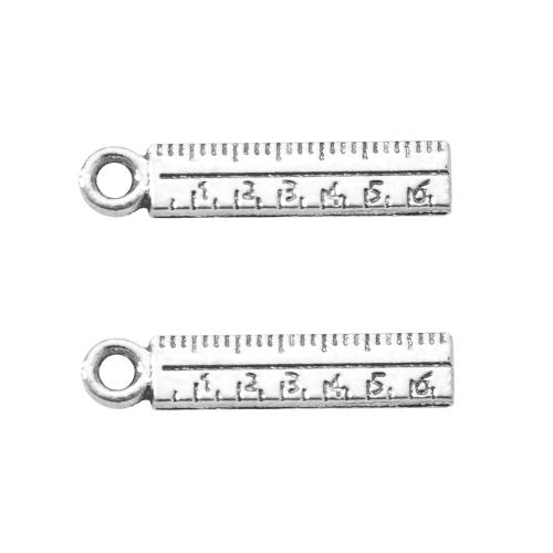 Zink-Aluminium-Anhänger, Zinklegierung, Lineal, silberfarben plattiert, DIY, Silberfarbe, 21x2.30x18.20mm, verkauft von Tasche