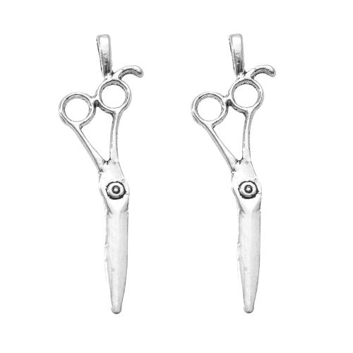 Tibetan Style Pendants, Scissors, silver color plated, DIY, silver color, 13.68x4.10x43.60mm, Sold By Bag