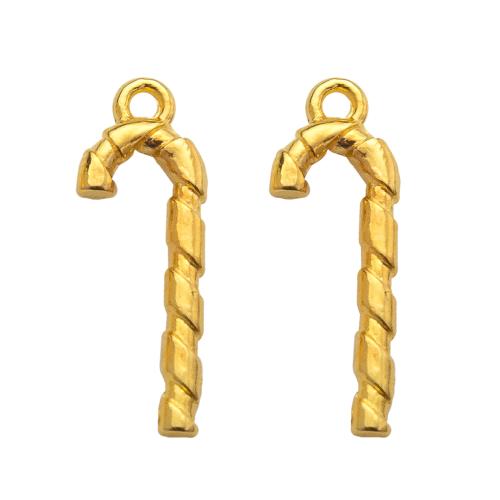 Tibetan Style Pendants, Christmas Candy Cane, gold color plated, DIY, golden, 9.50x3x26.50mm, Sold By Bag