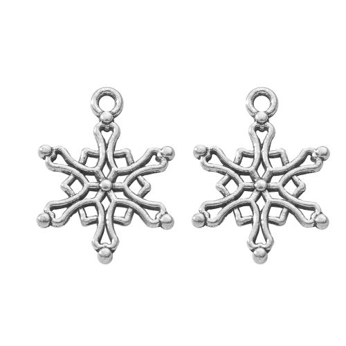 Zinklegierung Weihnachten Anhänger, Schneeflocke, silberfarben plattiert, DIY, Silberfarbe, 14.70x2x19.50mm, verkauft von Tasche