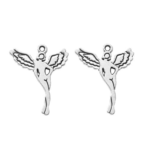 Pendentifs en alliage de zinc, ange, Placage de couleur argentée, DIY, argent, 24.10x2x29mm, Vendu par sac