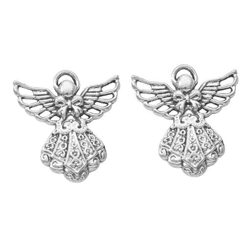 Pendentifs en alliage de zinc, ange, Placage de couleur argentée, DIY, argent, 23.40x3.30x26mm, Vendu par sac