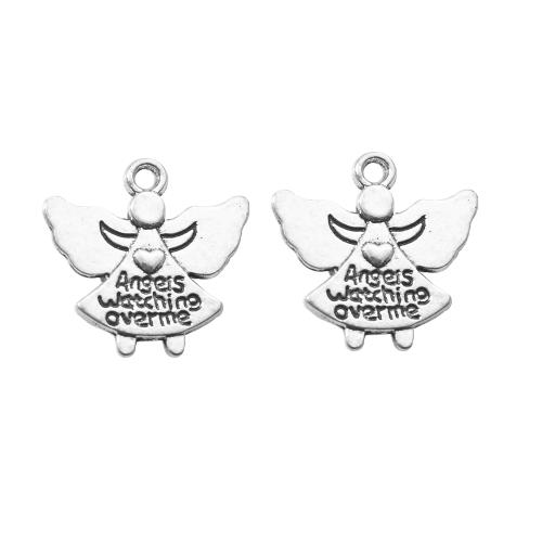 Pendentifs en alliage de zinc, ange, Placage de couleur argentée, DIY, argent, 18.80x2.40x19mm, Vendu par sac