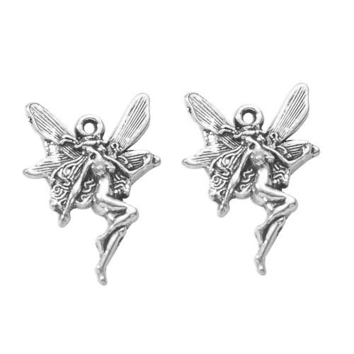 Colgantes de Aleación de Zinc, Ángel, chapado en color de plata, Bricolaje, plateado, 15x2.60x21.30mm, Vendido por Bolsa