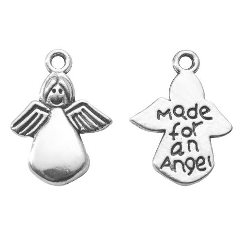 Colgantes de Aleación de Zinc, Ángel, chapado en color de plata, Bricolaje, plateado, 12.90x2.20x17.50mm, Vendido por Bolsa