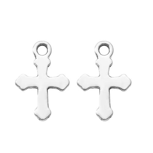 Pendentifs croix en alliage de zinc  , Placage de couleur argentée, DIY, argent, 12.70x1.20x19.20mm, Vendu par sac