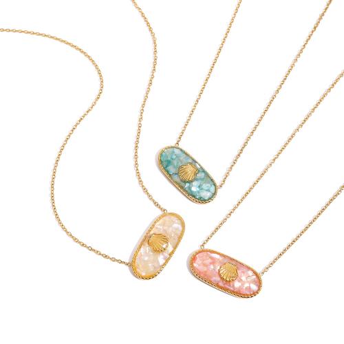 Stainless Steel Jewelry Necklace, 304 Stainless Steel, 18K gold plated, fashion jewelry & for woman & enamel, more colors for choice, Sold By PC