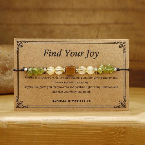 Gemstone Bracelets, Natural Stone, with Wax Cord & Brass, handmade, fashion jewelry & Unisex, multi-colored, Sold By PC