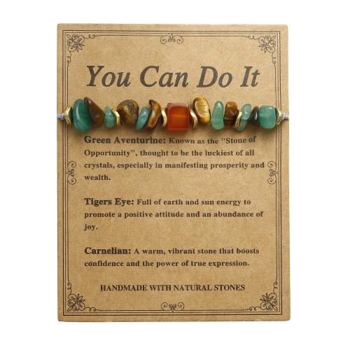 Gemstone Bracelets, Natural Stone, with Wax Cord, handmade, fashion jewelry & different materials for choice & Unisex, multi-colored, Sold By PC