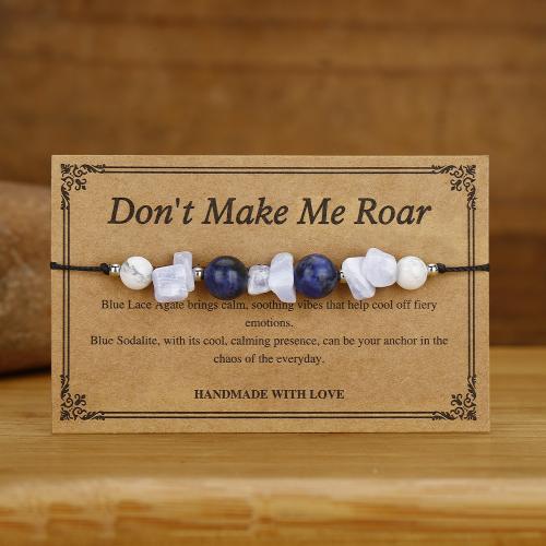 Pulseras de piedras preciosas, Piedra natural, con Cordón de cera, hecho a mano, Joyería & unisexo, multicolor, Vendido por UD