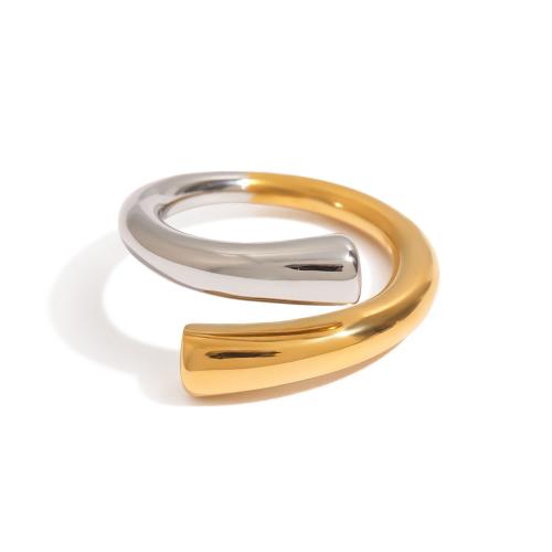 Anillo de dedo de acero inoxidable, acero inoxidable 304, chapado, Joyería & para mujer & 2-tono, Vendido por UD