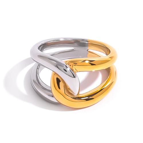 Bague en acier inoxydable, Acier inoxydable 304, Placage, pour femme & deux tons & creux, Vendu par PC