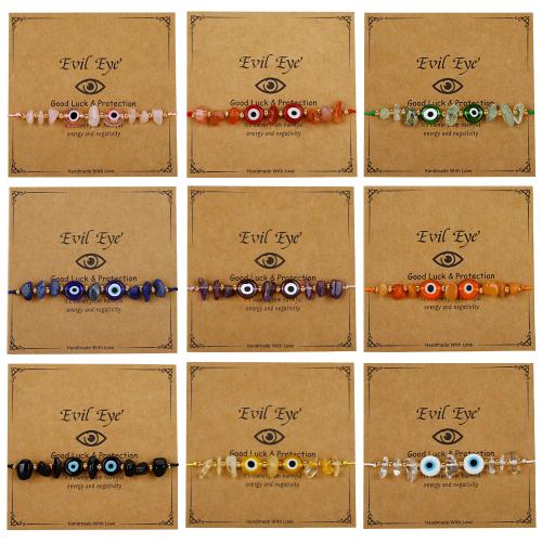 Gemstone Bracelets, Natural Stone, with Knot Cord & Lampwork & Brass, handmade, fashion jewelry & Unisex, more colors for choice, Sold By PC