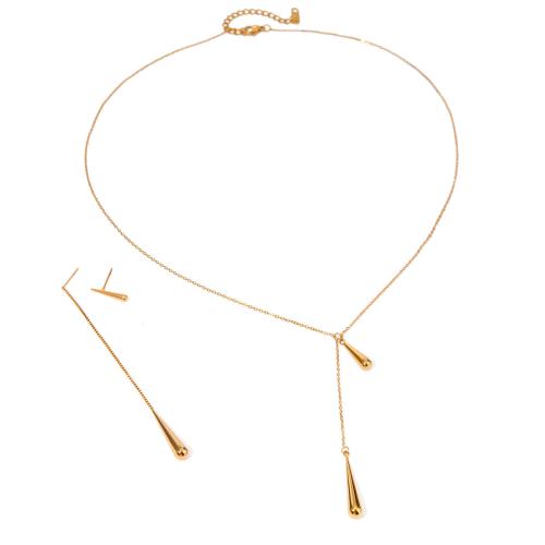 Fashion Stainless Steel Jewelry Sets, 304 Stainless Steel, Teardrop, 18K gold plated, fashion jewelry & different styles for choice & for woman, more colors for choice, Sold By PC